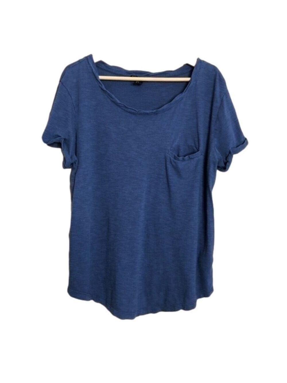 H&M Basic scoop neck cuff sleeve shirttail hem tee size medium